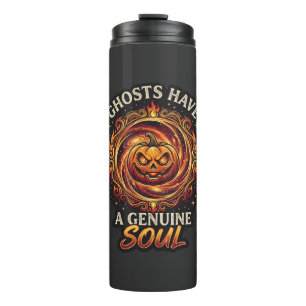 Geister haben echte Seelen Haloween-Kürbis-Feuer S Thermosbecher