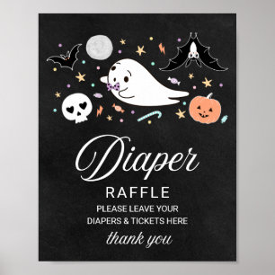 Geister-Halloween-Baby-Party-Windel-Raffle-Schild Poster