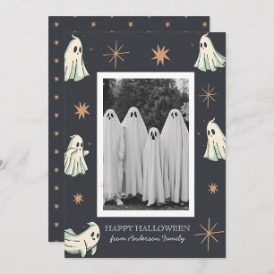 Geister Halloween Grusel-Spektakel Familienfoto  Feiertagskarte