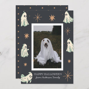 Geister Halloween Grusel-Spektakel Familienfoto  Feiertagskarte