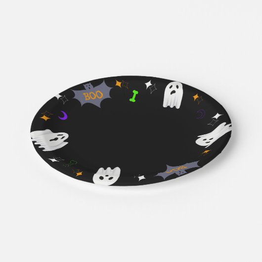 Geister Halloween Pappteller (Schrägansicht)