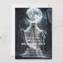 Geister-Halloween-Party-Einladung Gruseliger Mond