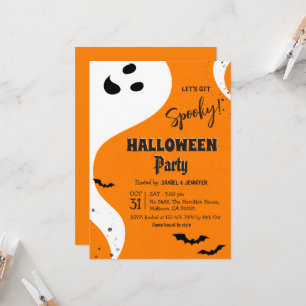 Geister-Halloween-Party Lasst uns gruselig Orange Einladung