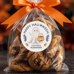 Geister Happy Halloween Süßigkeiten-Tüten für Schu Runder Aufkleber