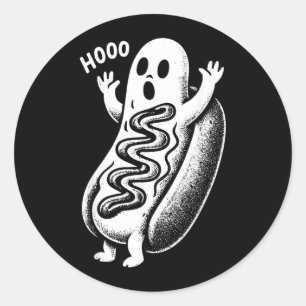 Geister Hotdog Halloween Lustige Foodie Runder Aufkleber