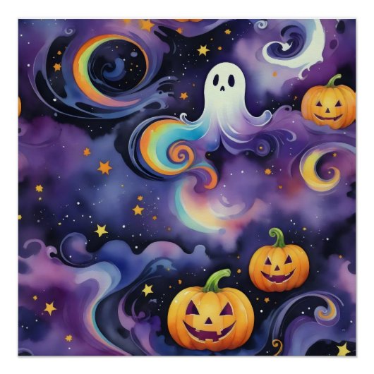 Geister im Orbit, Spooky Fun in einem kosmischen Poster (Vorderseite)