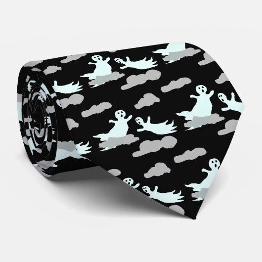 Geister in den Wolken Schwarz und Weiß Krawatte (Gerollt)