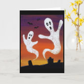 Geister in der Friedhofs-Halloween-Gruß-Karte Karte (Gelbe Blume)