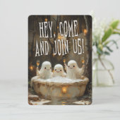 Geister in einem Jacuzzi Spaß verpackt Erwachsenen Einladung (Stehend Vorderseite)