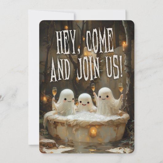 Geister in einem Jacuzzi Spaß verpackt Erwachsenen Einladung (Vorderseite)