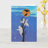 Geister in einer Tree Halloween-Karte Karte (Gelbe Blume)