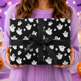 Geister in Schwarz Halloween-Muster Geschenkpapier