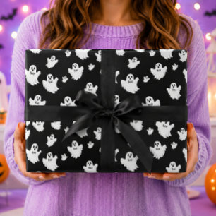 Geister in Schwarz Halloween-Muster Geschenkpapier