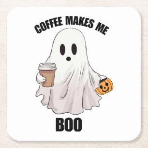 Geister Kaffee Halloween Lustig  Rechteckiger Pappuntersetzer