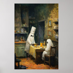 Geister-Kochdate-Malerei, gedrucktes Halloween Poster
