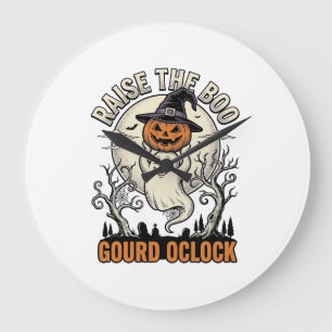 Geister-Kürbis-Shirt Vintage-Halloween-Gravur Te Große Wanduhr