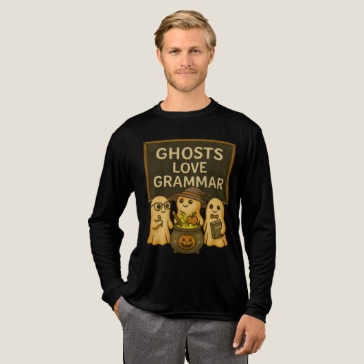 Geister Liebe Grammar Niedlich Spooky Klassenlehre Tri-Blend Shirt (Volle Vorderseite)