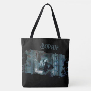Geister-Mädchen in Blau – Unheimliche Surreal-Kuns Tasche