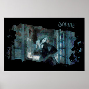 Geister Mädchen in Blau – Unheimliche Surrealistis Poster