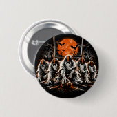 Geister-Offensive-Line-Halloween-Fußball-Kunst Button (Vorne & Hinten)