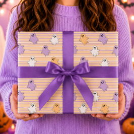 Geister Orange Lila Streifen Halloween Geschenkpapier