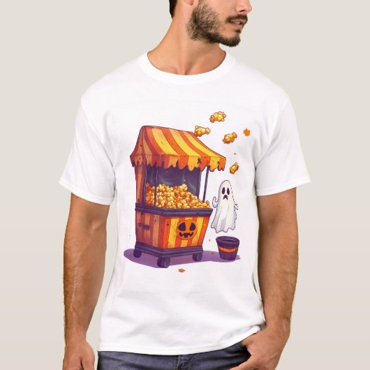 Geister Popcorn Stand T-Shirt (Vorderseite)