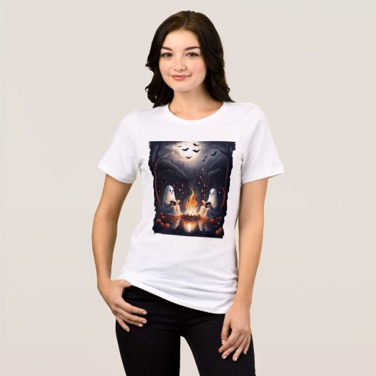 Geister Reading am Halloween-T - Shirt des Campfir (Vorderseite voll)