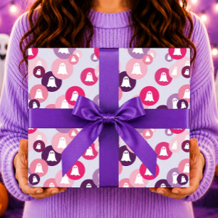 Geister Rosa Lila Kreis Halloween Geschenkpapier