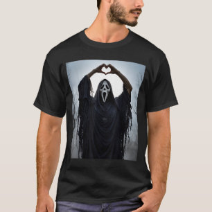 Geister-Rot-Herz-Hände Y-Gesicht Halloween Valenti T-Shirt