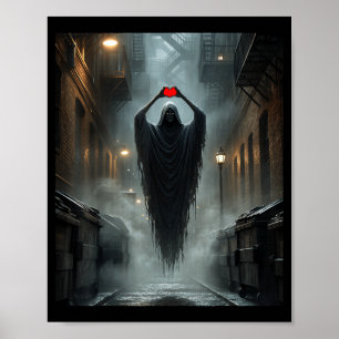 Geister rotes Herz Hände gruseliges Gesicht Hallow Poster