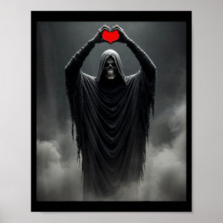 Geister rotes Herz Hände gruseliges Gesicht Hallow Poster