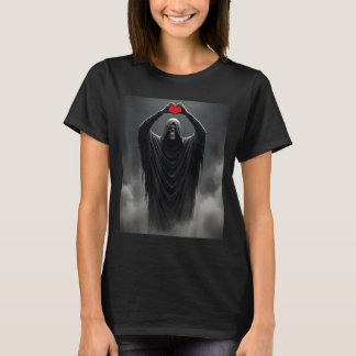 Geister rotes Herz Hände gruseliges Gesicht Hallow T-Shirt