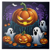 Geister sammeln sich, indem sie nachts Kürbis leuc Fliese (Vorderseite)