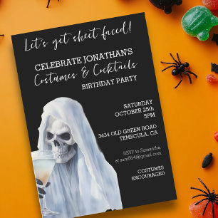 Geister-Sheet Faced Kostüme & Cocktails Geburtstag Einladung