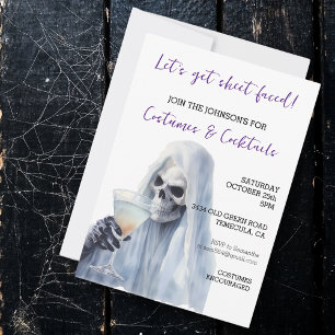 Geister-Sheet Faced Kostüme & Cocktails Halloween Einladung