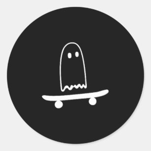 Geister-Skateboard faul lustig Skateboarding Runder Aufkleber