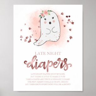 Geister-Spät-Nacht-Windeln-Baby-Party-Spiel-Schild Poster