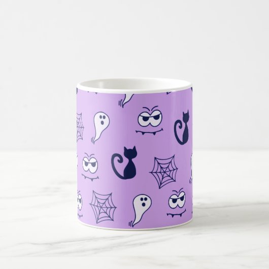 Geister, Spinnennetze und Lila Schwarzkatzen Kaffeetasse (Mittel)