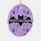 Geister, Spinnennetze und Lila Schwarzkatzen Keramik Ornament (Rechts)