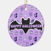 Geister, Spinnennetze und Lila Schwarzkatzen Keramik Ornament (Links)