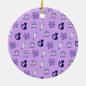Geister, Spinnennetze und Lila Schwarzkatzen Keramik Ornament (Hinten)