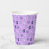 Geister, Spinnennetze und Lila Schwarzkatzen Pappbecher (Rückseite)