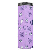 Geister, Spinnennetze und Lila Schwarzkatzen Thermosbecher (Rückseite)