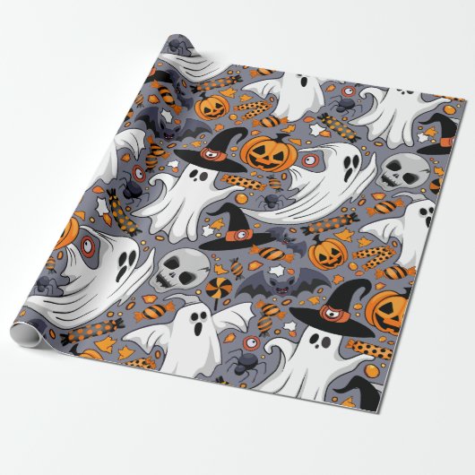 Geister Spooky und gruselige Niedliche Monster Geschenkpapier (Ungerollt)