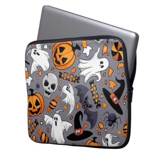 Geister Spooky und gruselige Niedliche Monster Laptopschutzhülle (Vorderseite Links)