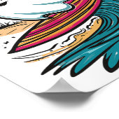 Geister-Surfing-Surfboard Poster (Ecke)