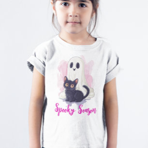 Geister Süße Schwarze Katze Rosa Gruselige Jahresz T-Shirt