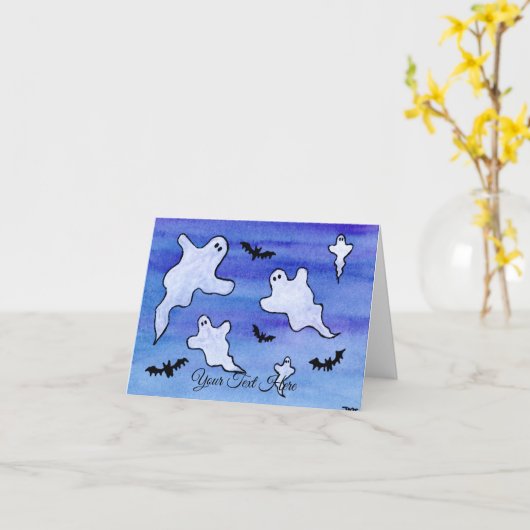 Geister und Fledermäuse Karte (Gelbe Blume)