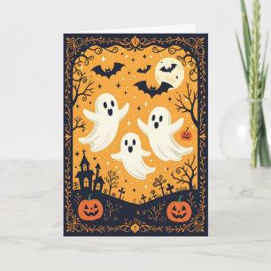 Geister und Fledermäuse Kinder Halloween Feiertagskarte