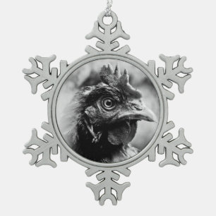Geister und Hühner 2 Schneeflocken Zinn-Ornament